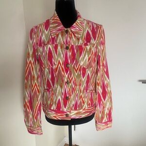 JONES NEW YORK Sport Stretch fuchsia & orange colourful print Size small